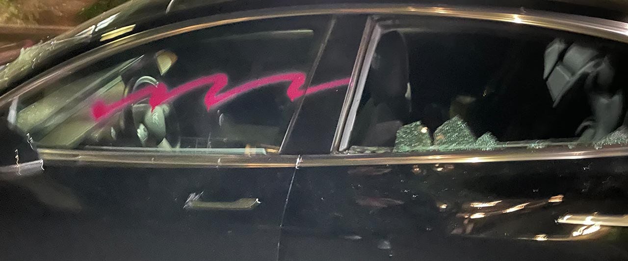 Portland car smashed
