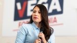 Vega speaks to supporters