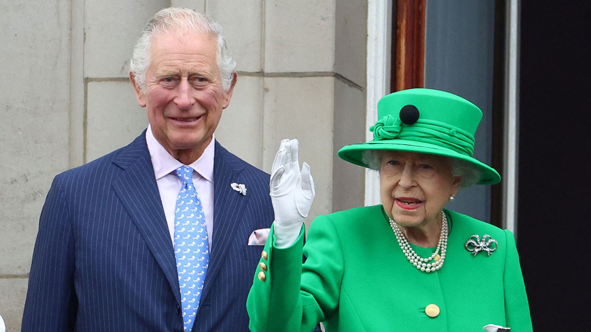 Queen Elizabeth and Prince Charles during pageant 