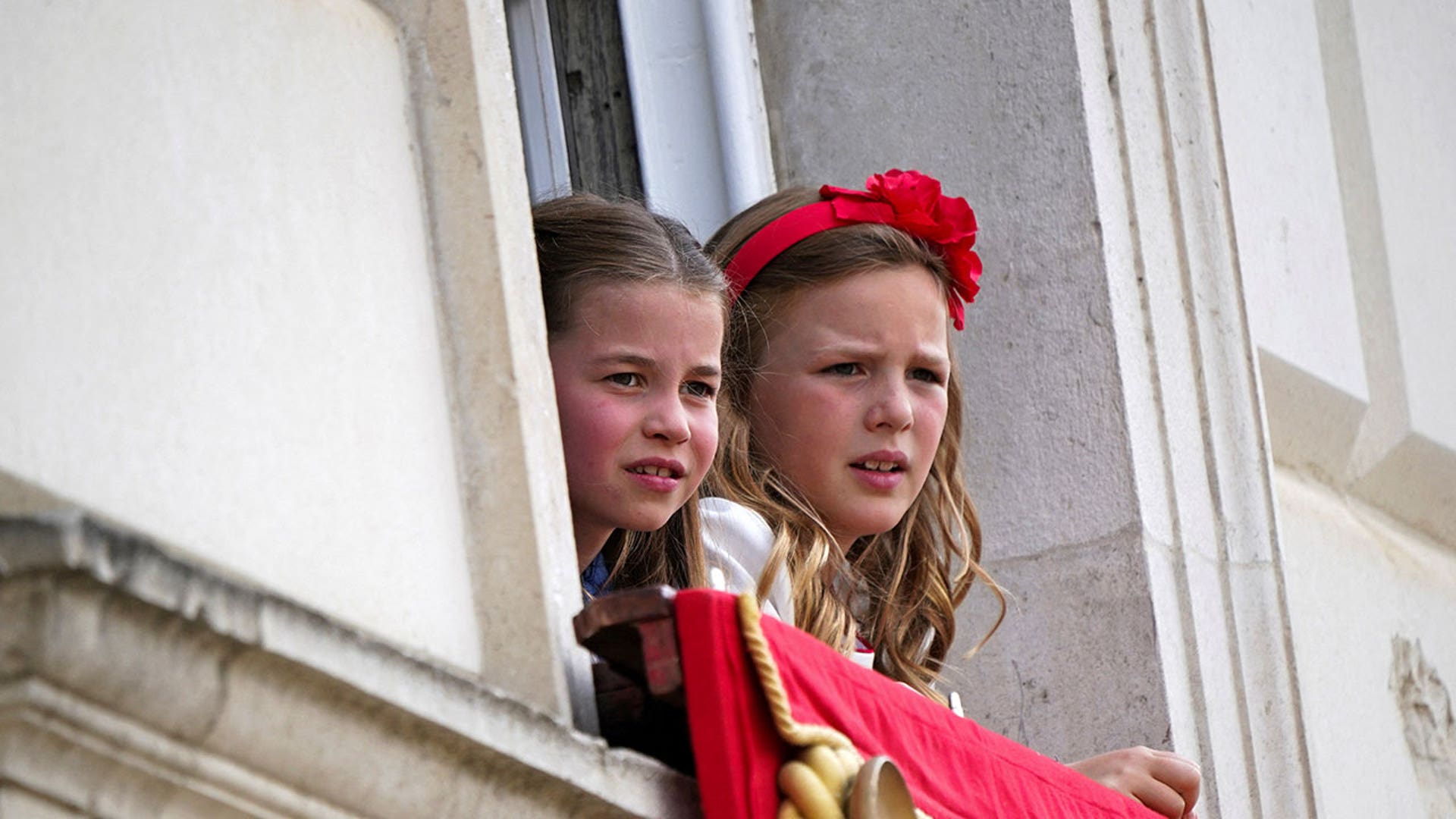 Princess Charlotte and Mia Grace Tindall during Trooping
