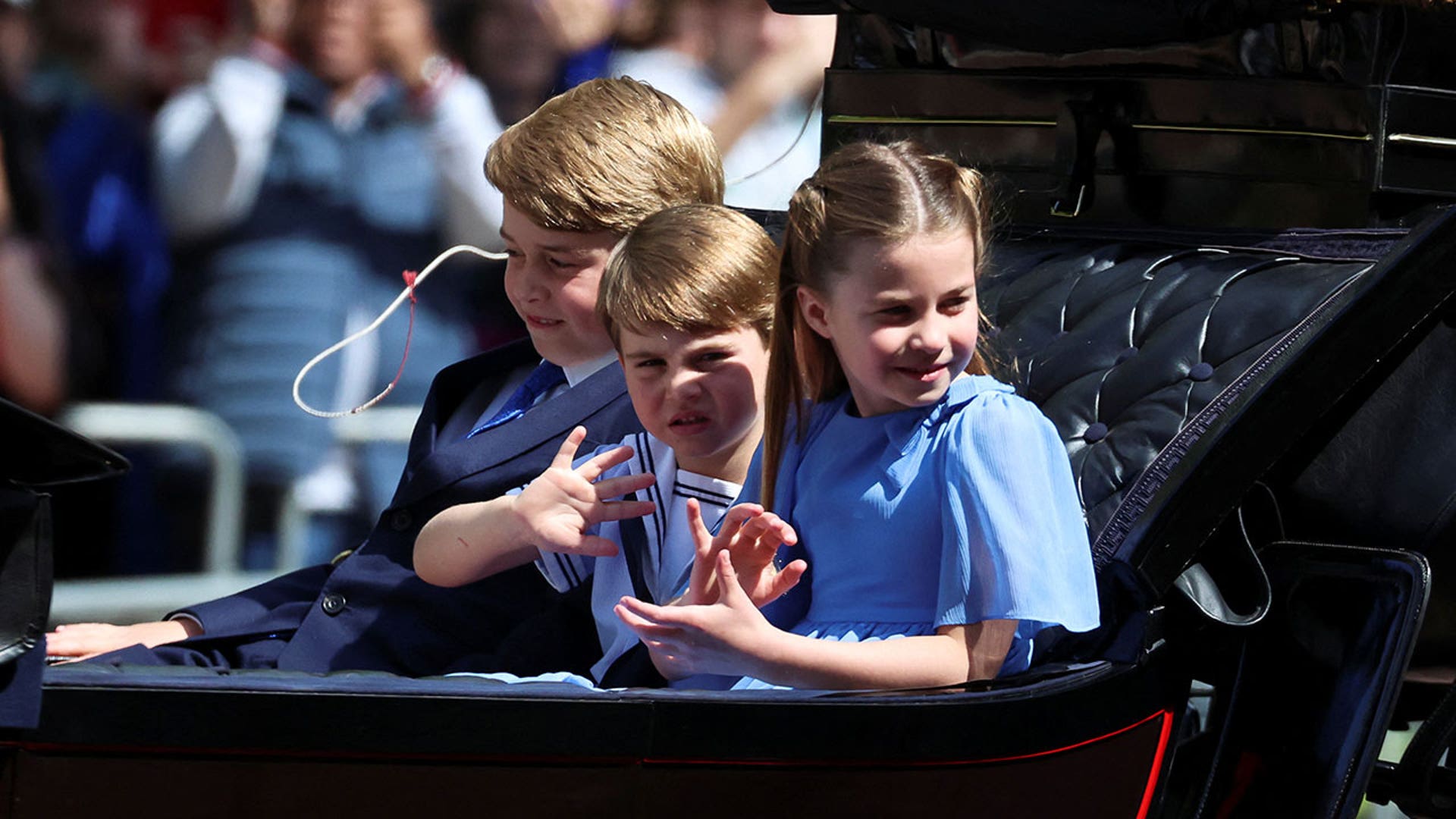 Prince George, Louis, and Princess Charotte during Trooping of the Colour