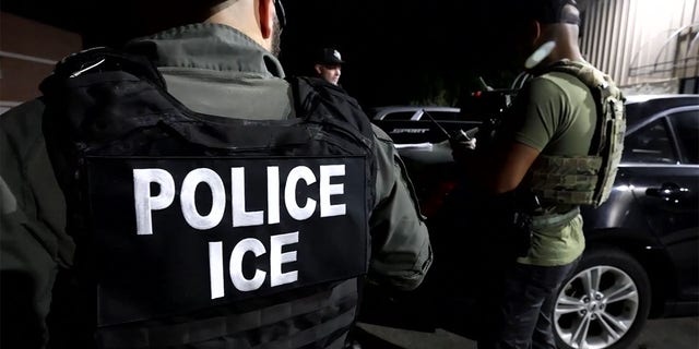ICE agents conduct a law enforcement operation in the United States on June 2, 2022.