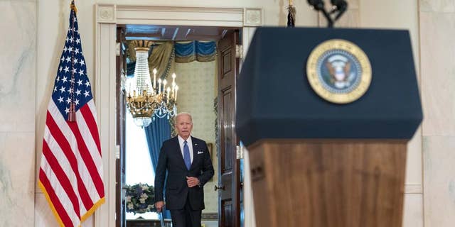 President Joe Biden arrives to speak at the White House in Washington, Friday, June 24, 2022, after the Supreme Court overturned Roe v. Wade. 