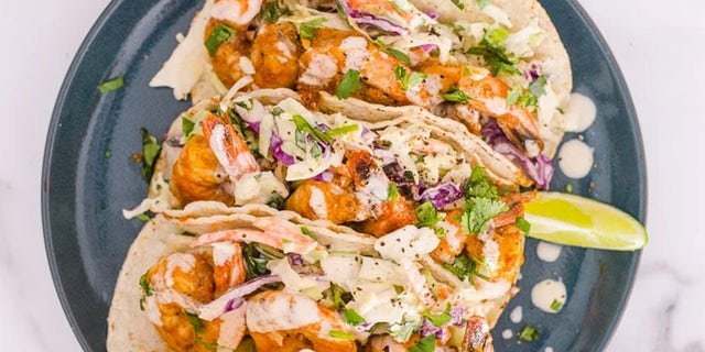 15-Minute Shrimp Tacos with Slaw from iFOODreal.com