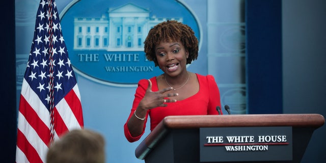 U.S. press secretary Karine Jean-Pierre holds the daily press briefing at the White House in Washington, U.S., June 16, 2022.