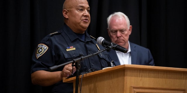 Uvalde Police Chief Pete Arredondo speaks at a press conference following the shooting at Robb Elementary School in Uvalde, Texas, U.S., May 24, 2022.