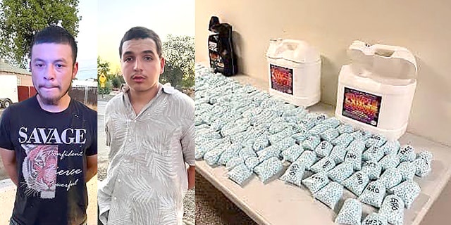 Jose Zendejas, 25, and 19-year-old Benito Madrigal were discovered with 150 packages that each contained 1,000 fentanyl pills  during a traffic stop in Tulare County, California on Friday, authorities said.