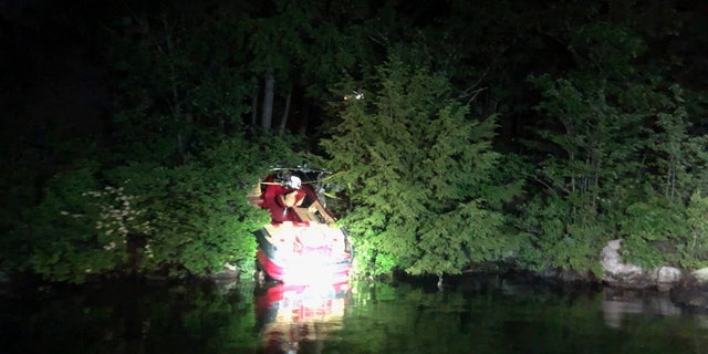 The two occupants were found uninjured in the vessel.
