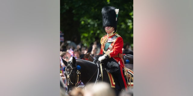 Prince Charles during Trooping the Colour on June 2, 2022, in London. Trooping the Colour is a military ceremony performed by regiments of the British Army that has taken place since the mid-17th century. It marks the official birthday of the British sovereign.