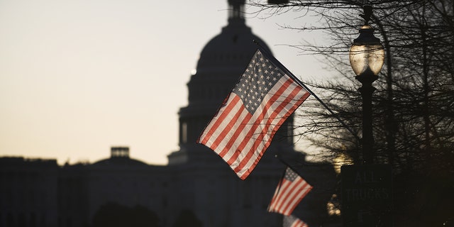 The district placed 51-star flags along Pennsylvania Avenue, March 20, 2021, in advance of a statehood hearing.