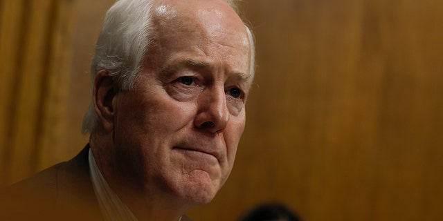 Late.  John Cornyn, R-TX, speaks during a hearing on "Protecting America's Children from Gun Violence" with the Senate Judiciary Committee at the U.S. Capitol on June 15, 2022 in Washington, DC. 