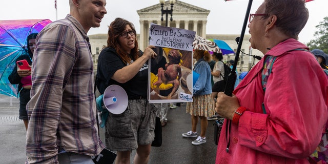 WASHINGTON D.C. - JUNE 23: Outside the Supreme Court Thursday morning ahead of possible announcement on Dobbs v. Jackson