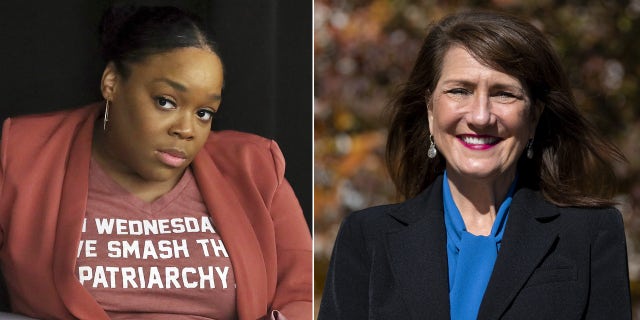 Kina Collins, left, and Rep. Marie Newman, D-Ill., right.