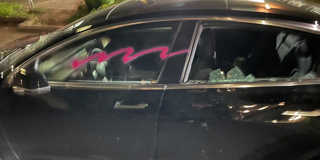 The riots marched down the streets of downtown Portland, smashing windows on June 25, 2022, and scribbling local businesses.  (Fox News / Bradford Betz)