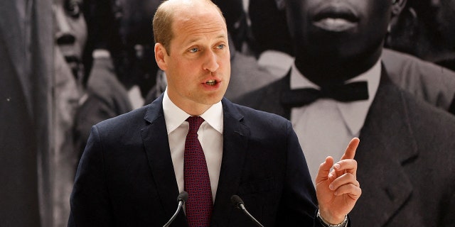 Prince William speaks during the unveiling of the National Windrush Monument at Waterloo Station in London on June 22, 2022.