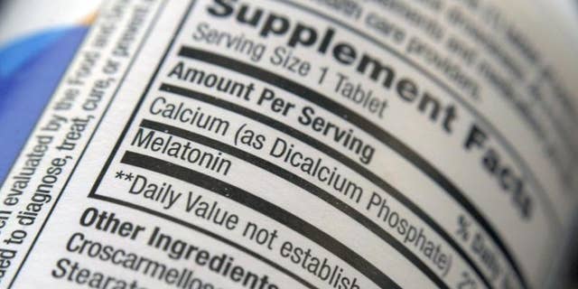 The label of a bottle of melatonin pills was seen in New York on Thursday, June 2.