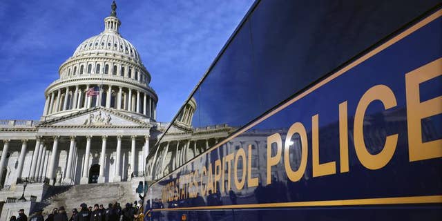 Capitol police officers at the capitol building