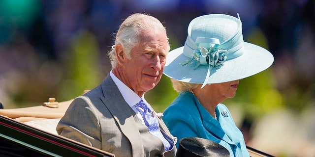 The Prince of Wales with the Duchess of Cornwall in the royal procession during Royal Ascot on June 14, 2022, in Ascot, England.