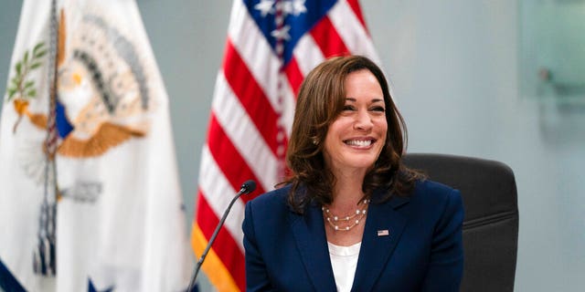 Vice President Kamala Harris smiles while speaking during a roundtable discussion with faith leaders in Los Angeles, Monday, June 6, 2022. (AP Photo/Jae C. Hong)