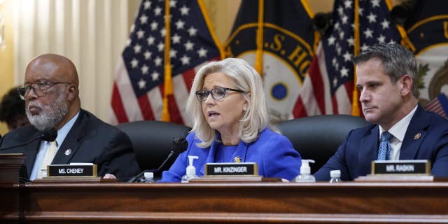 Rep. Liz Cheney gives her opening remarks at the Capitol, Thursday, June 9, 2022.