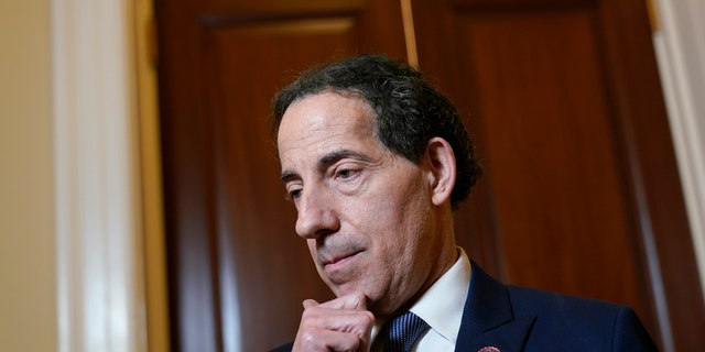 Rep. Jamie Raskin, D-Md., talks with reporters on Capitol Hill in Washington, Thursday, June 9, 2022, following the first public hearing of the House select committee investigating the Jan. 6, 2021, attack on the U.S. Capitol. 