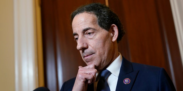 Rep. Jamie Raskin, D-Md., talks with reporters on Capitol Hill in Washington, Thursday, June 9, 2022, following the first public hearing of the House select committee investigating the Jan. 6, 2021, attack on the U.S. Capitol. 