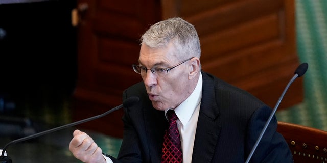 Texas Department of Public Safety Director Steve McCraw testifies at a Texas Senate hearing at the state capitol, Tuesday, June 21, 2022, in Austin, Texas. Two teachers and 19 students were killed in last month's mass shooting in Uvalde. 