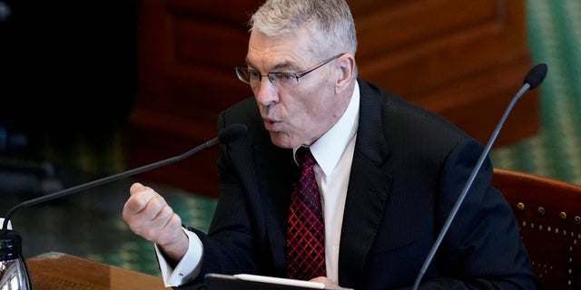 Texas Department of Public Safety Director Steve McCraw testifies at a Texas Senate hearing at the state capitol, Tuesday, June 21, 2022, in Austin, Texas. Two teachers and 19 students were killed in last month's mass shooting in Uvalde. 