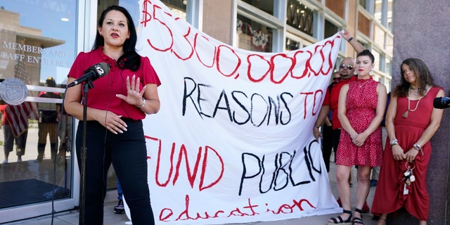 Marisol Garcia, vice president of the Arizona Education Association, spoke about the $18 Billion spending plan.