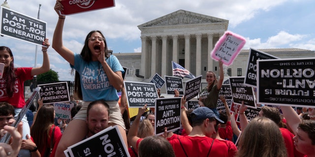 Pro life protesters outside the Supreme Court.