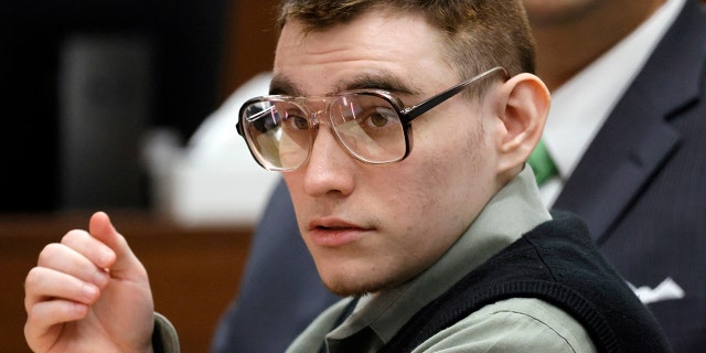 Marjory Stoneman Douglas High School shooter Nikolas Cruz is shown at the defense table during jury selection in the penalty phase of his trial at the Broward County Courthouse in Fort Lauderdale, Florida, June 28, 2022.