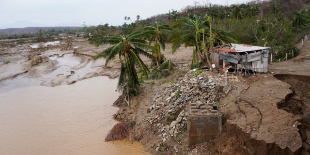 A shack is pictured in the aftermath of Hurricane Agatha in San Isidro del Palmar, Oaxaca state, Mexico, May 31, 2022. 