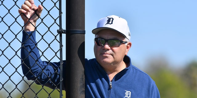 Al Avila, Detroit Tigers executive vice president of baseball operations and general manager, during spring training workouts at the TigerTown Complex Feb. 14, 2019, in Lakeland, Fla.