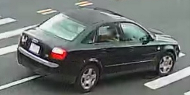 The Audi vehicle that the unidentified gunman used to flee the scene, police say.