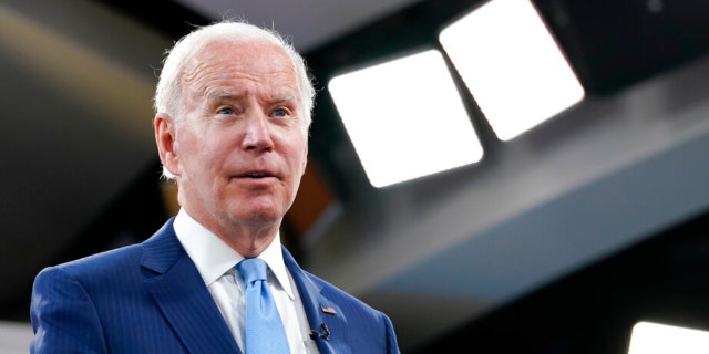 President Biden responds to questions from the media after meeting with baby formula manufacturers virtually from the South Court Auditorium at the White House complex in Washington, Wednesday, June 1, 2022.