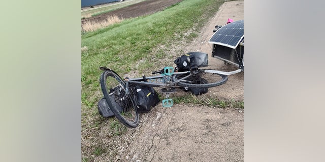 The wind was so intense in Illinois that it knocked over Barnes' bicycle.