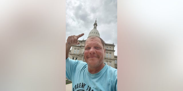 Bob Barnes, 52, of Syracuse, N.Y., has been cycling to all 50 U.S. state capitals in the span of a year. On April 24, he reached Lansing, Michigan.