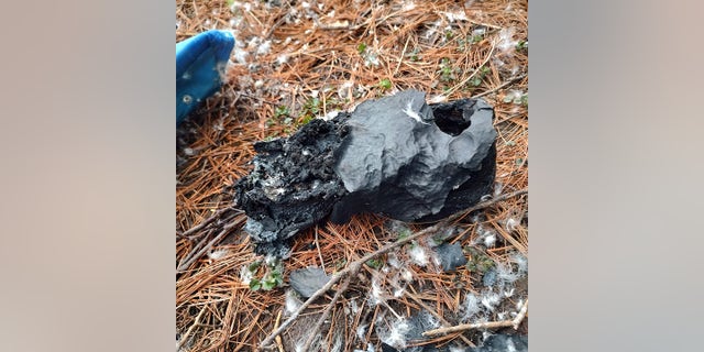 Unfortunately, Barnes' gear including his tent, sneakers (one is pictured here), sleeping bag, coat and stove were all destroyed in the fire.