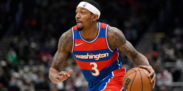 FILE - Washington Wizards guard Bradley Beal (3) in action during the second half of an NBA basketball game against the Boston Celtics, on Jan. 23, 2022, in Washington.