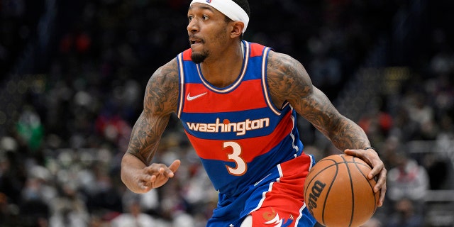 FILE - Washington Wizards guard Bradley Beal (3) in action during the second half of an NBA basketball game against the Boston Celtics, on Jan. 23, 2022, in Washington.