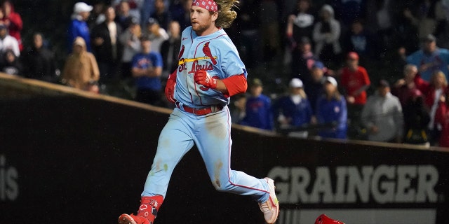 Brendan Donovan #33 of the St. Louis Cardinals hits a two RBI double during the tenth inning of Game Two of a doubleheader against the Chicago Cubs at Wrigley Field on June 04, 2022 in Chicago, Illinois. The Cardinals defeated the Cubs 7-4.