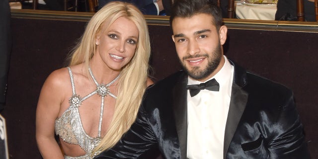 Britney Spears (L) and Sam Asghari attend the 29th Annual GLAAD Media Awards at The Beverly Hilton Hotel on April 12, 2018 in Beverly Hills, California.