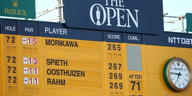 A detailed view of the scoreboard on the 18th hole as Collin Morikawa of the United States wins The Open to become Open Champion during Day Four of The 149th Open at Royal St George’s Golf Club on July 18, 2021 in Sandwich, England. 