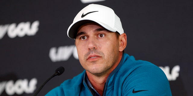 LIV Golf Invitational on June 28, 2022-Brooks Koepka during a previous press conference in Portland.