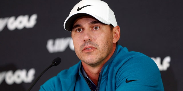 Brooks Koepka during a press conference prior to the LIV Golf Invitational - Portland on June 28, 2022.