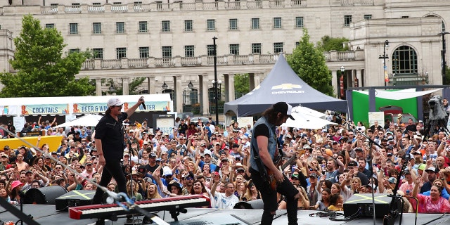 Hardy performs to an energized crowd at the Chevy Breakout Stage on Day 2 of the CMA Music Festival on June 07, 2019, in Nashville, Tennessee.
