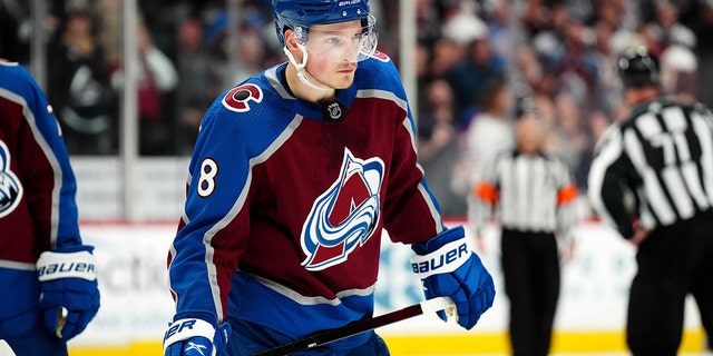 Colorado Avalanche defenseman Cale Makar following his goal against the Edmonton Oilers during the Western Conference Final at Ball Arena on May 31, 2022, in Denver.