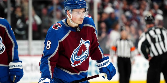 Colorado Avalanche defenseman Cale Makar following his goal against the Edmonton Oilers during the Western Conference Final at Ball Arena on May 31, 2022, in Denver.