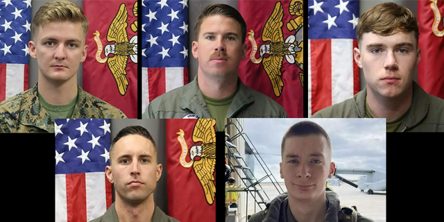 Cpl. Nathan E. Carlson, 21, of Winnebago, Illinois; Capt. Nicholas P. Losapio, 31, of Rockingham, New Hampshire; Cpl. Seth D. Rasmuson, 21, of Johnson, Wyoming; Capt. John J. Sax, 33, of Placer, California; and, Lance Cpl. Evan A. Strickland, 19, of Valencia, New Mexico were killed when an MV-22B Osprey they were riding in crashed near Glamis, California on June 8, 2022. (3rd Marine Aircraft Wing)