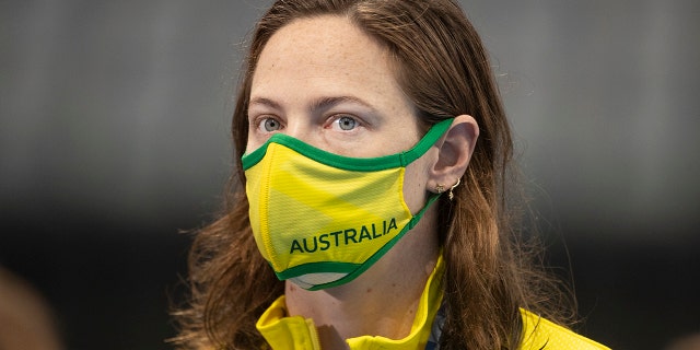 Cate Campbell of Australia after the 4x100m medley relay gold medal presentation during the Swimming Finals at the Tokyo Aquatic Centre at the Tokyo 2020 Summer Olympic Games on August 1, 2021 in Tokyo, Japan.